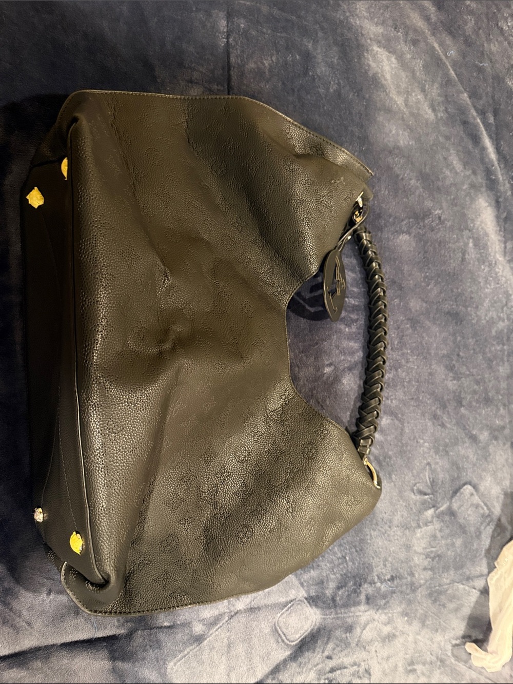 Classic Black Leather Shoulder Bag with silver Hardware